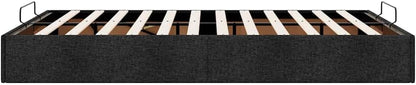 vidaxl Ottoman Bed Frame - Black Queen Size Fabric Storage Bed with Hydraulic Lift/Slat Base for Modern Bedroom