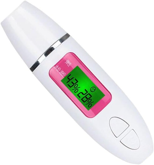 dijiusidy LCD Digital Skin Oil Moisture Tester Face Detector Portable Salon Spa Pocket Beauty Skincare Device for Women Girls, White