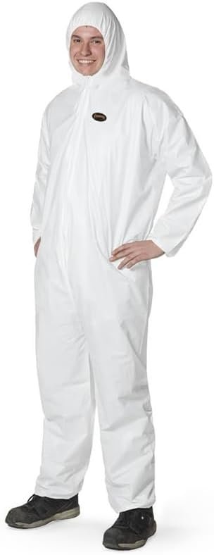 Pioneer Microporous Disposable Coveralls - Protects from Chemicals, Bleach, Paint - Breathable & Comfortable - Type 5 and 6