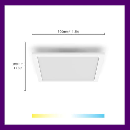 WiZ Tunable White Panel Ceiling Smart Light [Square 12W - White] App Control, for Indoor Home Lighting, Livingroom, Bedroom, Diningroom.