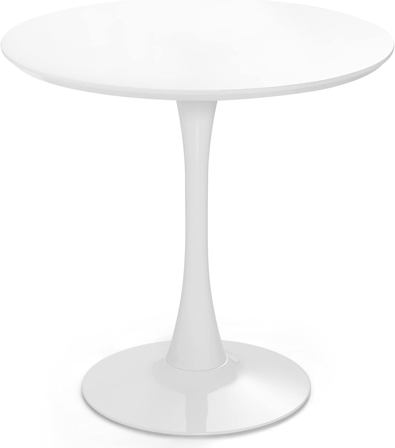 Giantex Round Dining Table, 80 CM Modern Tulip Kitchen Table w/Thickened Tabletop & Sturdy Metal Pedestal, Mid-Century Leisure Table for Small Places Dining Room Living Room Cafe, for 4 People, White