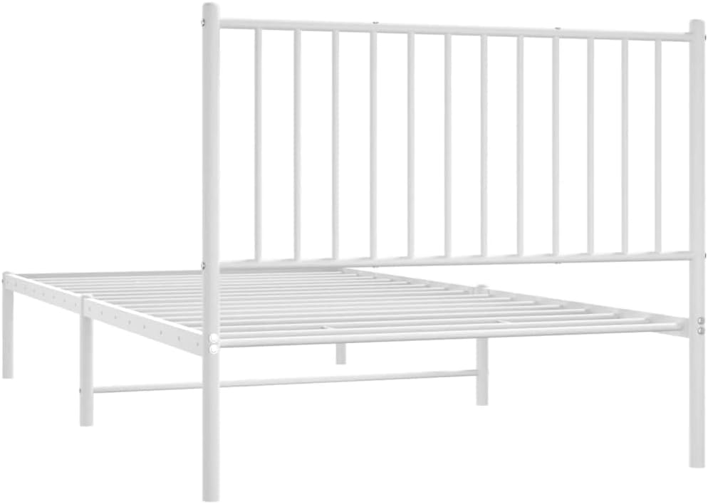 DCRAF Home Furniture Metal Bed Frame with White Headboard Dimensions 100 x 200 cm