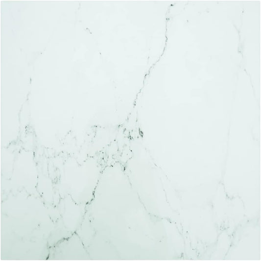 White Marble Design Tempered Glass Tabletop 80 x 80 cm - Ideal for Dining Tables, Center Tables, Garden Tables - High Durability, Safe, and Long-Lasting