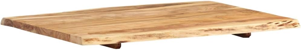 vidaXL Acacia Wood Table Top - 80x60cm Rectangular Kitchen Tabletop, Coffee Table Desk Top, Brown, Wooden, Live Edge Finish