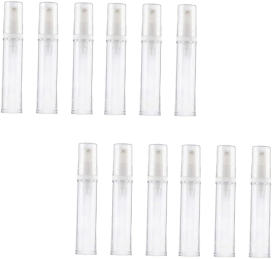 Healeved 12Pcs Refillable Empty Spray Bottle Fine Pump Bottles for Sunscreen Essential Oils and Cleaning Products Travel Friendly White Design
