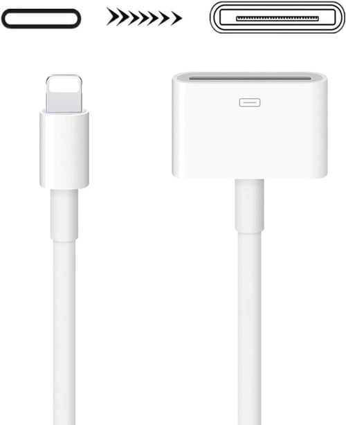 30 Pin to Lightning Adapter, 8-Pin Male to 30-Pin Female Connector Converter with Phone Charger Cable Cord Compatible Phone 14/13/12/11/X/8/7/6/5/4S/4/3/Pad/Pod (No Audio) White