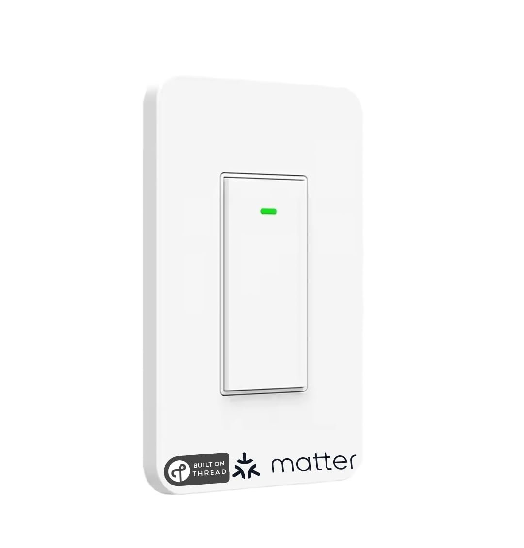 SmartSetup Matter Thread Smart Switch, App & Voice Control, Thread, Works with Homekit, Alexa, Google Home, SmartThings, 100% Privacy, Neutral Wire Required