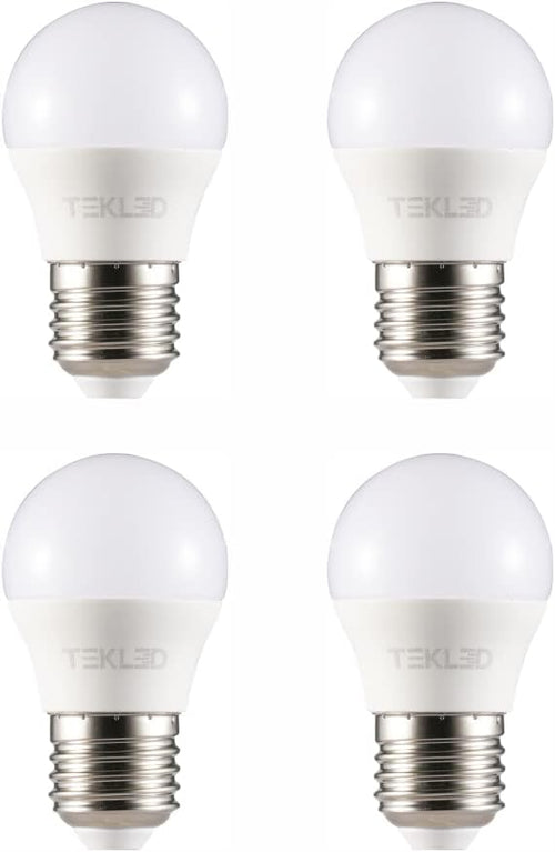 TEKLED® G45 Golf Ball DIMMABLE LED Bulbs | E27 Edison Screw | Energy Saving 5W Light Bulb 40W Incandescent Bulb Equivalent | 2700K 400LM | 4-Pack | Warm White
