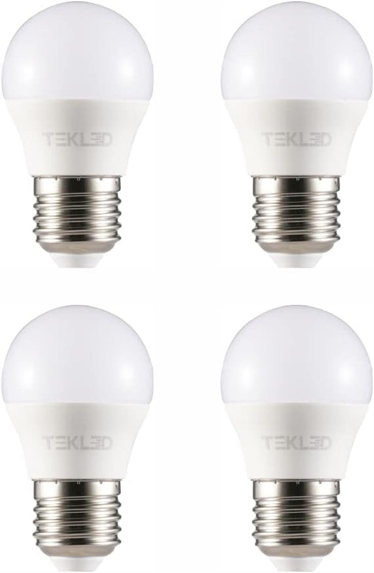TEKLED® G45 Golf Ball DIMMABLE LED Bulbs | E27 Edison Screw | Energy Saving 5W Light Bulb 40W Incandescent Bulb Equivalent | 2700K 400LM | 4-Pack | Warm White