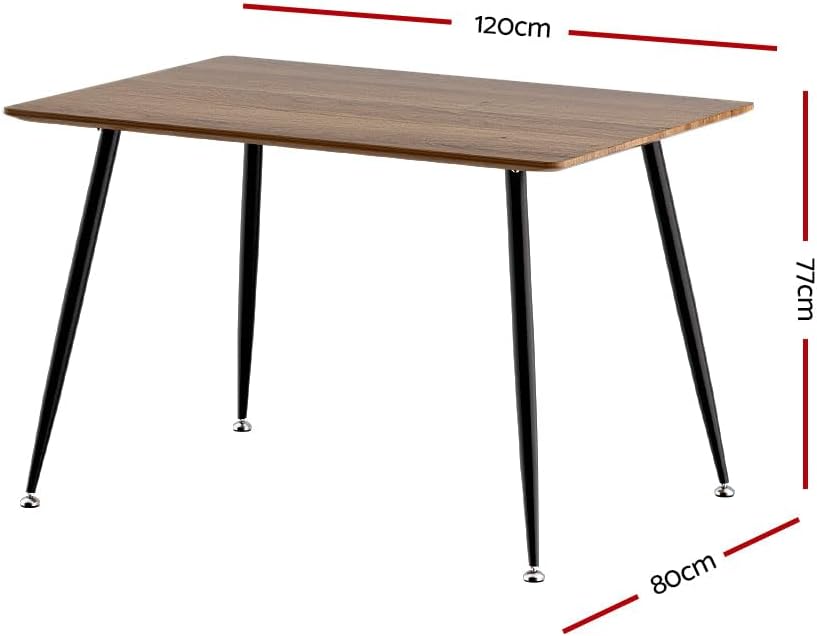 Artiss Dining Table, 120cm Rectangle White Coffee Tables Side Wooden Buffet Desk Lounge Desks Home Living Room Bedroom Kitchen Office Cafe Restaurant Furniture, 4 Seater Steel Legs