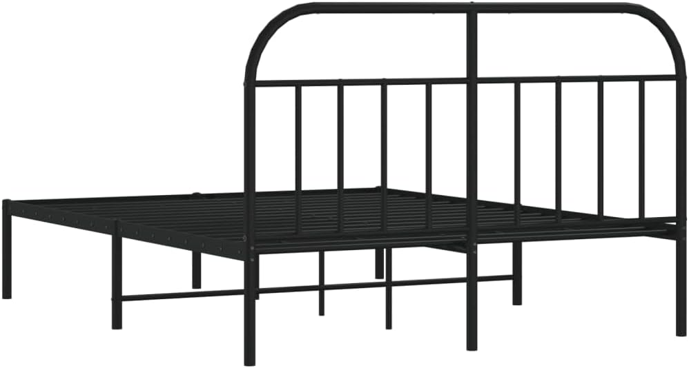 Lechnical Bed Frame with Black Metal Headboard, 140 x 190 cm, Furniture, Beds and Accessories, Beds and Frames for Beds
