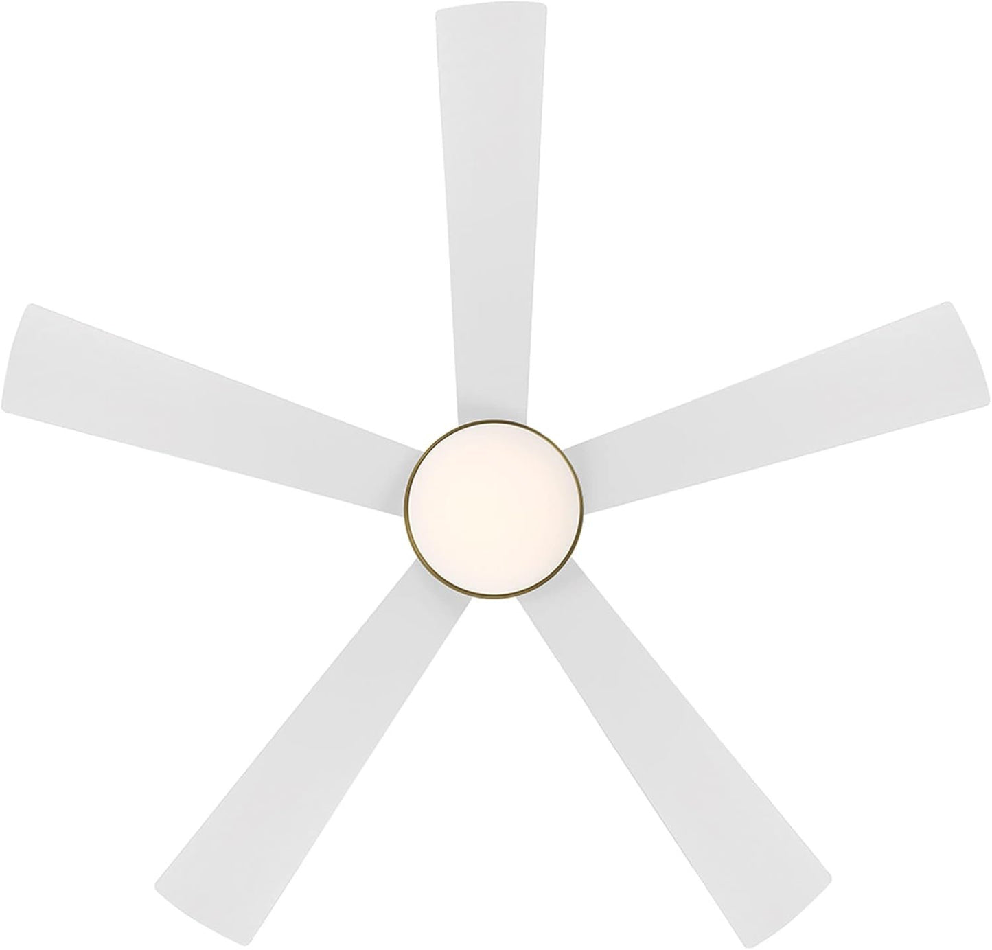 WAC Smart Fans Eclipse Indoor and Outdoor 5-Blade Smart Home Ceiling Fan 54in Satin Brass Matte White with 3000K LED Light Kit and Remote Control works with Alexa and iOS or Android App
