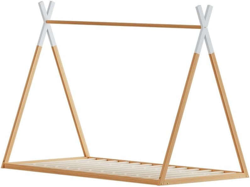 Artiss Single Bed Frame, Platform Wooden Montessori Beds Base with Plywood Slat, Timber Frames Kids House Bed for Boys Girls, Baby Cot Bedroom Home Furniture, Modern Design Oak, Easy Assembly