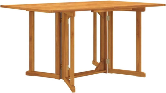 vidaXL Solid Teak Wood Folding Butterfly Garden Table - Versatile Outdoor Dining Furniture with Sturdy Tabletop and Foldable Design for Space Saving