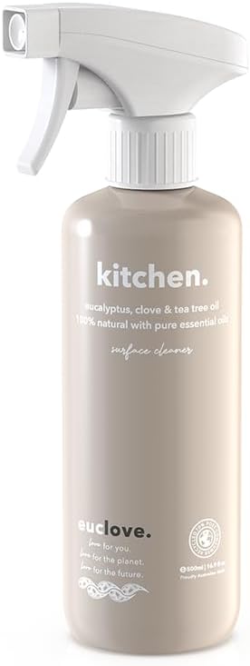 Euclove Natural Kitchen Cleaner 500ml – Plant-Based Formula with Pure Essential Oils – Non-Toxic, Food-Safe Surface Cleaner