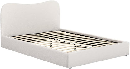 Artiss Bed Frame Queen Size Mattress Base Wooden Platform Boucle White DARA