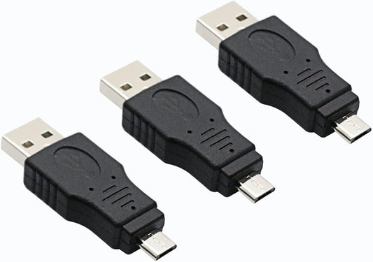 rgzhihuifz USB 2.0 Adapter A Male to Micro Male Black (3 Pack) USB a Male to Micro Male Adaptor