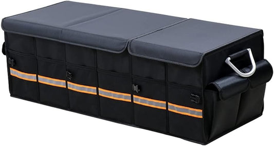 Car Trunk Organizer, YUOCT Car Storage Organizer, Collapsible Multi Compartment Car Organizer, SUV Trunk Organizer, Non Slip Bottom, Reflective Straps - Essential Car Accessories (XL 35.4x13.8x11.8in)