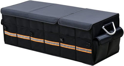 YUOCT Car Trunk Organizer Boot Bag Collapsible Trunk Organizer with Foldable Cover Aluminium Alloy Handle Reflective Strip for Auto, SUV, Truck, Minivan XL(35.4x13.8x11.8in)