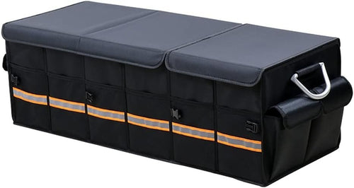 YUOCT Car Trunk Organizer Boot Bag Collapsible Trunk Organizer with Foldable Cover Aluminium Alloy Handle Reflective Strip for Auto, SUV, Truck, Minivan XL(35.4x13.8x11.8in)