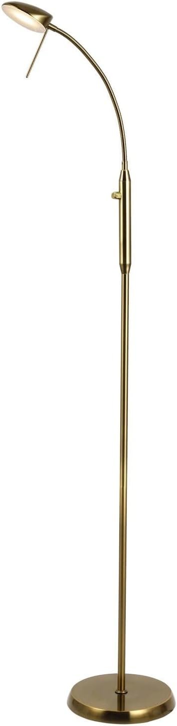 Lexi Lighting Jella 7W LED Floor Lamp, Antique Brass Metal Stand and Shade, Warm White, Bulb Included, Dimmable, Adjustable Neck, Perfect Reading Lamp for Sofa Side, Living Room, Stylish Home DÃ©cor