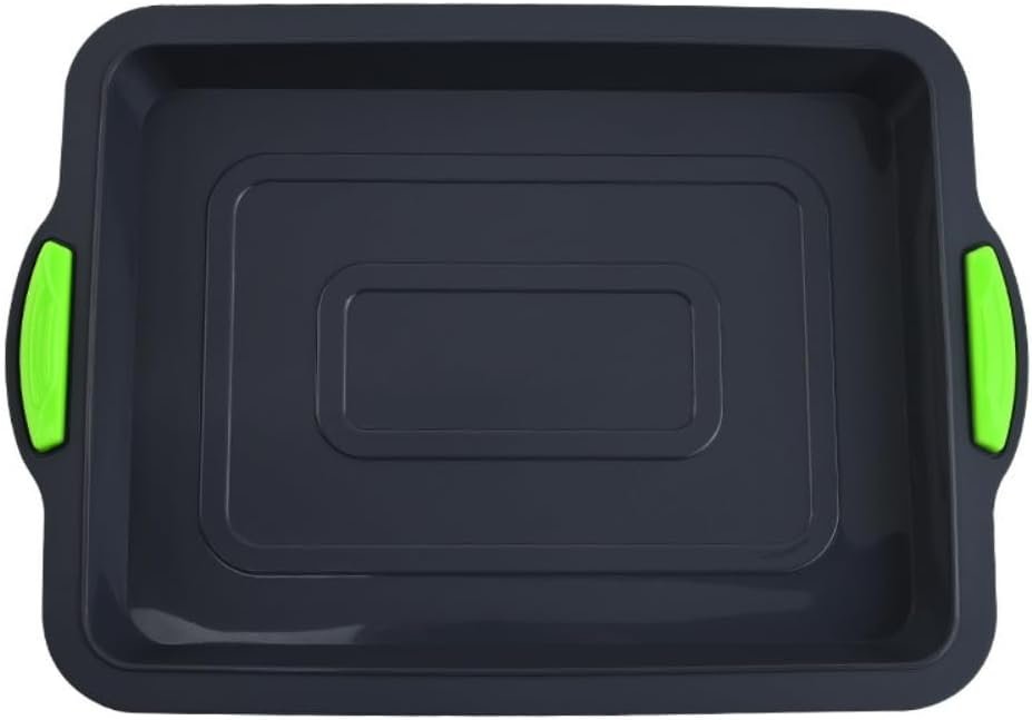 Baking Trays for Oven,Non Stick Baking Tray,Silicone Oven Tray,Baking Sheets with Silicone Handle Grips,Rectangle Cookware for Cake Focaccia Lasagne Muffins Brownie,Easy Clean Bakeware,34x23.8x3 cm
