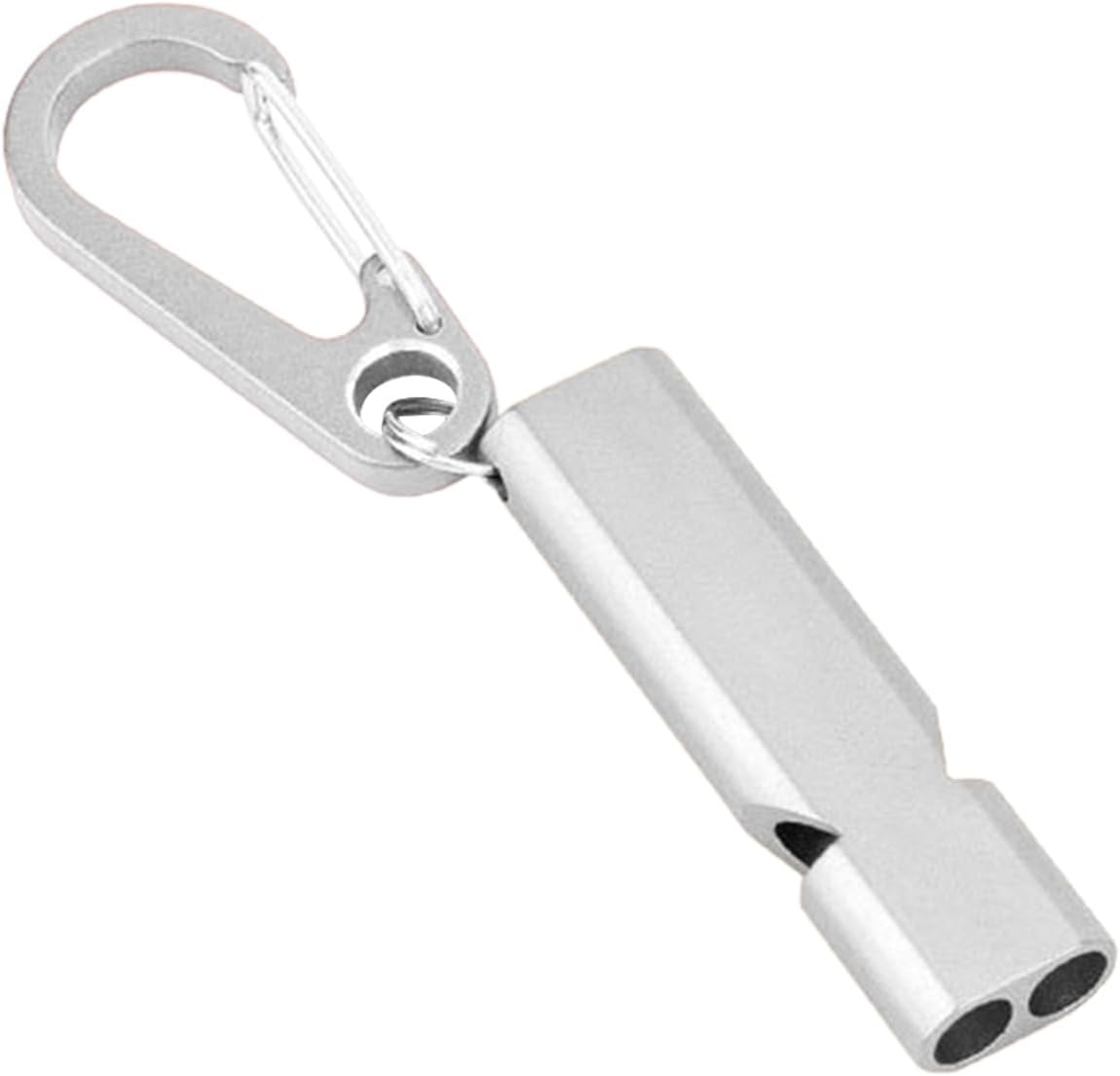 Survival Whistle, Safety Signal Tool, Camping Accessory, 120dB Double Tube Design, Lightweight Aluminum Build, 2-Pack, Thing For Hiking And Urgency Use, 2.09x0.55in
