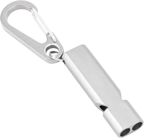 Survival Whistle, Safety Signal Tool, Camping Accessory, 120dB Double Tube Design, Lightweight Aluminum Build, 2-Pack, Thing For Hiking And Urgency Use, 2.09x0.55in