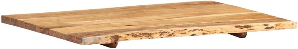 vidaXL Acacia Wood Table Top - 80x60cm Rectangular Kitchen Tabletop, Coffee Table Desk Top, Brown, Wooden, Live Edge Finish