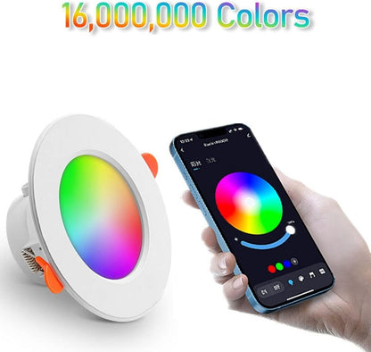 10W Smart LED Downlight -Compatible Recessed Ceiling Lamp Dimmable Round Panel Light 2700K-6500K for Living Room Bedroom Decor