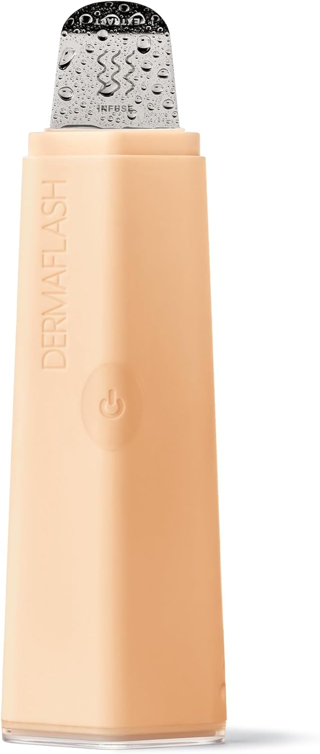 DERMAFLASH DERMAPORE+ Skin Care Device, Ultrasonic 2-in-1 Pore Extractor and Serum Infuser, Peach Fuzz