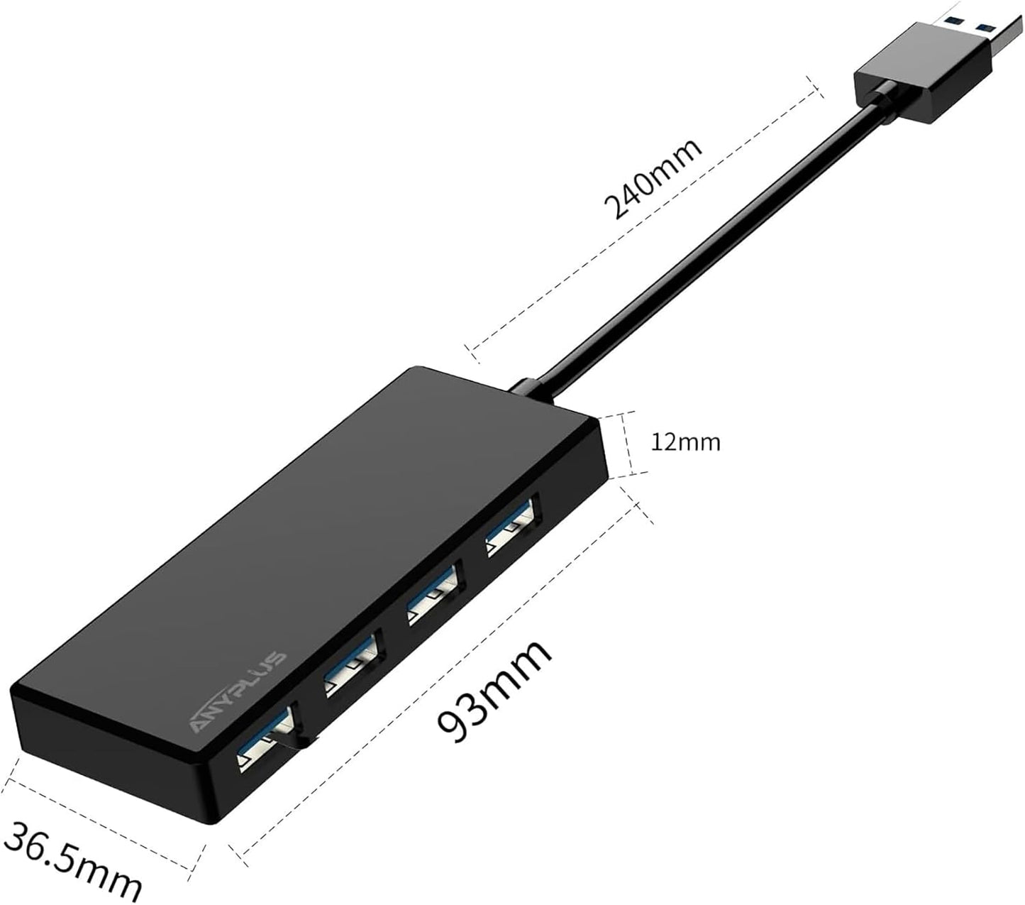 ANYPLUS USB 3.0 Hub, USB Splitter, Multiple Sockets, Multi Splitter for PC, Laptop, Xbox, Flash Drive, HDD, Console, Printer, PC, Keyboard, HP, Dell
