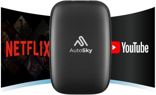 AutoSky Ai Box Lite Air - Streaming on the Go, Netflix and Youtube in your car. Convert Your Wired CarPlay into Wireless CarPlay or Android Auto. HotSpot Required for Streaming. Wired CarPlay Required
