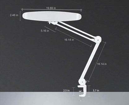 Neatfi XL 2,200 Lumens LED Task Lamp with Clamp, 24W Super Bright Desk Lamp, 50CM Wide Lamp, 4 Level Brightness, Dimmable, Eye-Caring LED Lamp, 117 Pcs SMD LED (Non-CCT with Clamp, White)