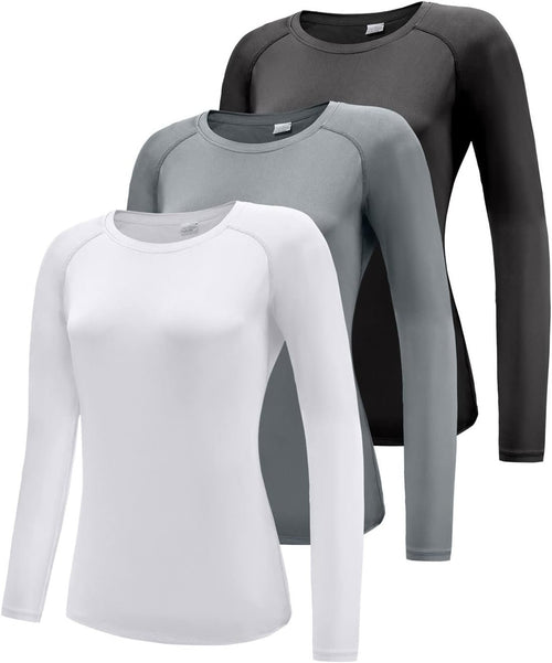 Boyzn Women's 3 Pack Short/Long Sleeve Workout Running Shirts, UPF 50+ Sun Protection Shirts, Athletic Exercise Gym T-Shirts