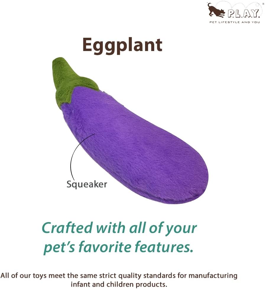 P.L.A.Y. PY7024ASF Farm Fresh Toys Plush Toy for Dogs and Cats Eggplant/Aubergine