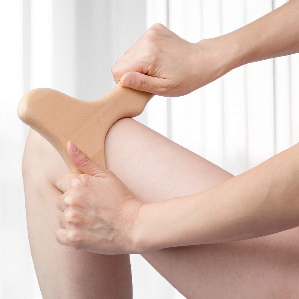 Allshow Wooden Gua Sha Tools Professional Lymphatic Drainage Tool Wood Therapy Massage Tools for Maderoterapia (Burlywood)