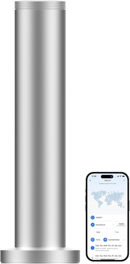 Hotel Aroma Diffuser - Rechargeable Wireless Whole House Diffuser - Home Odor Air Machine - Bluetooth Control - Waterless Essential Oil Diffuser for Large Room