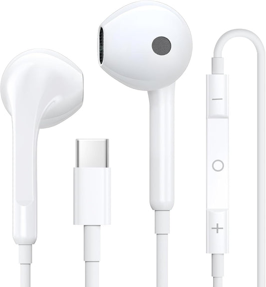 USB C Headphones,Wired Headphones HiFi Stereo Earphones with Microphone and Volume Control, in-Ear Earbuds Wired Earphones for iPhone 16/15/Pro/iPad/Google Pixel Samsung