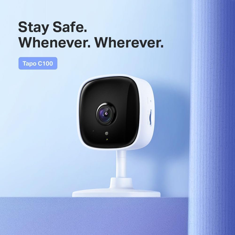 TP-Link Tapo Smart Home AI Security Wi-Fi Camera, Baby Monitor, 1080p, 850nm Night Vision, Motion & Person Detection, Notifications, Two-Way Audio, No hub required (Tapo C100)