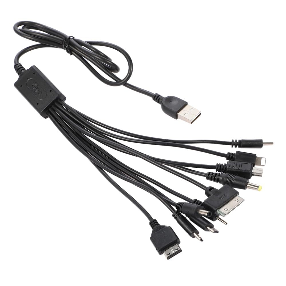 Cutwif 10 in 1 Universal Multifunction Cable Fit USB Charger Cell Mobile Phone Mp4 Zaf Black