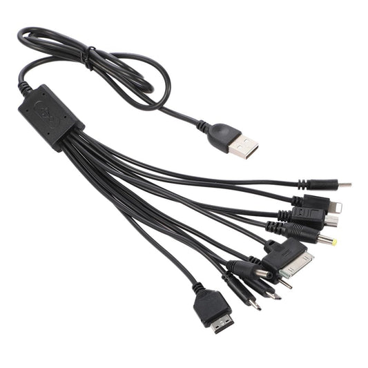 Cutwif 10 in 1 Universal Multifunction Cable Fit USB Charger Cell Mobile Phone Mp4 Zaf Black