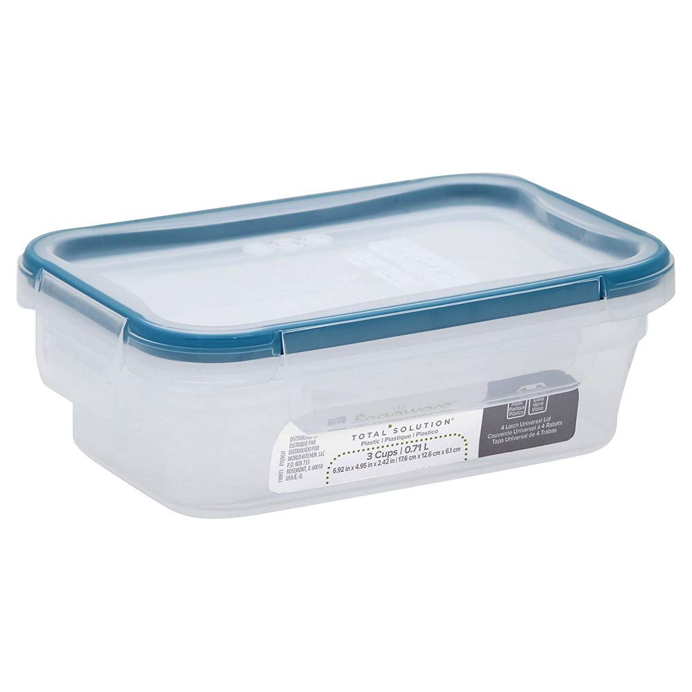 Snapware Total Solution 10pc Rectangle Plastic Food Storage Container Value Set, 10pcs (5 x 3 Cup [710ml] containers with 5 x tab Locking lids), Opaque