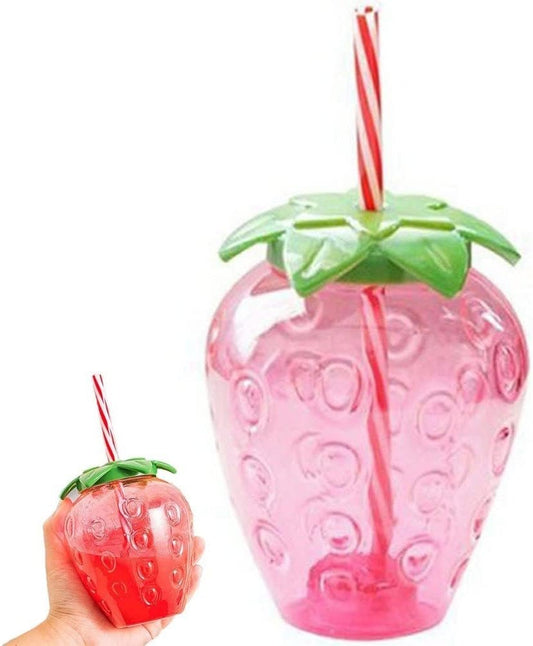 Kawaii Water Bottle with Straw 17 Oz Cute Strawberry Shaped Water Bottle Drinking Cups Bottle for Girls Women