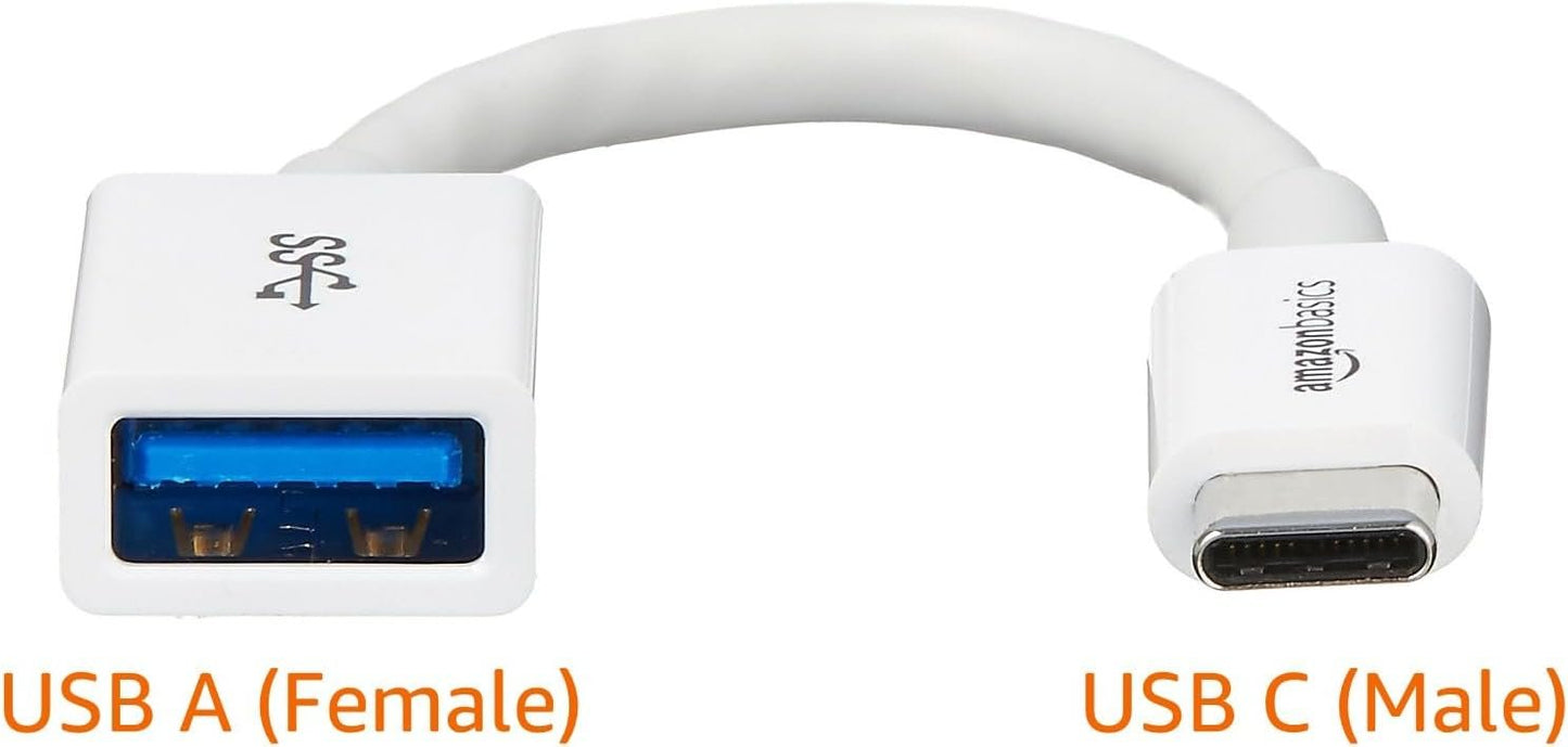 Amazon Basics USB Type-C to USB 3.1 Gen1 Female Adapter Cable - White