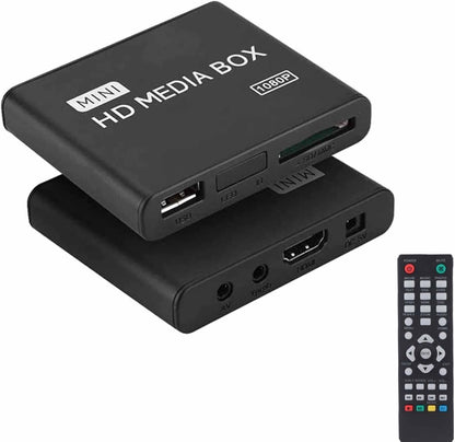 TORTOISE LOOK Mini Media Player, 1080p HDMI/YPbPr/AV Output, Supports SD/MMC Cards, USB Devices, Black