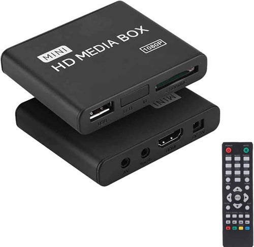 TORTOISE LOOK Mini Media Player, 1080p HDMI/YPbPr/AV Output, Supports SD/MMC Cards, USB Devices, Black