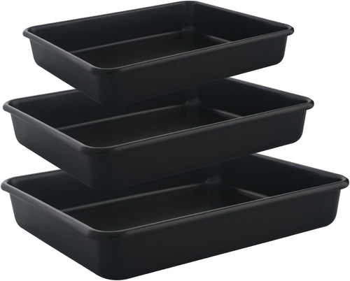 Barlket Black Deep Baking Pans Set Nonstick 9/11/13 Inch Rectangle Cake Pan Heavy Duty Thickness Bakeware for Toaster Oven, Thanksgiving Christmas Roast Turkey, 3-Pack