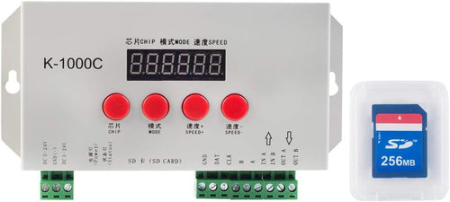 BTF-LIGHTING K-1000C (Updated T-1000S) WS2812B APA102C SK6812 WS2811 WS2801 WS2813 LED Strip 2048 Pixel Controller DC5-24V Adjustable Programmable with SD Card