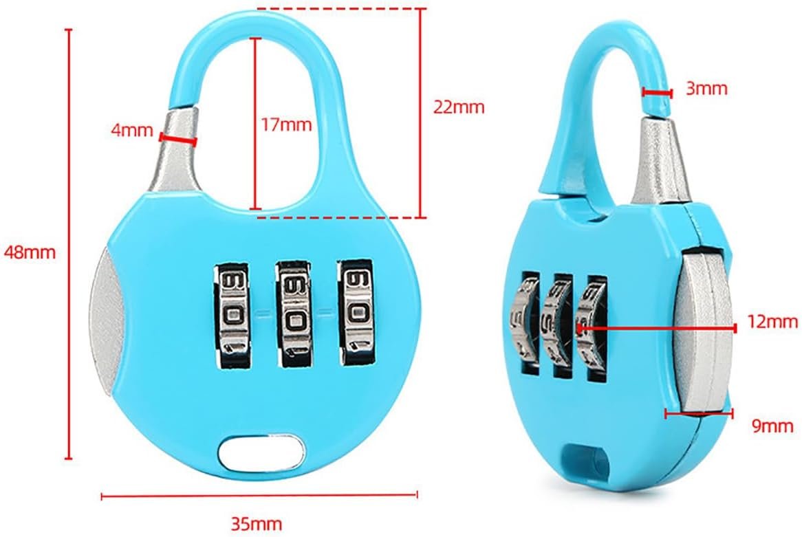 10 pcs Mini Padlock with Password,Colorful Combination Padlocks 3 Digit Number Code Lock Security Padlock for Travel Suitcases Luggage Bag Case